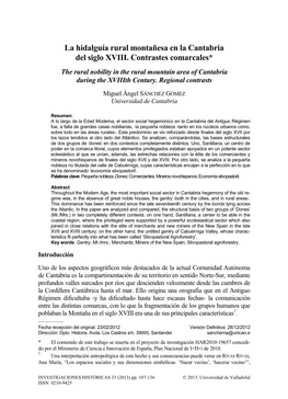La Hidalguía Rural Montañesa En La Cantabria Del Siglo XVIII