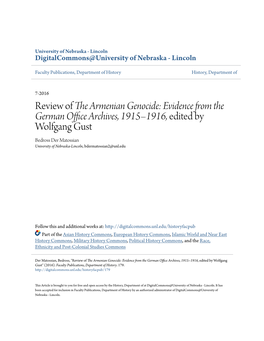 Review of the Armenian Genocide: Evidence from the German Office