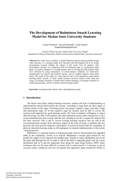 The Development of Badminton Smash Learning Model for Medan State University Students