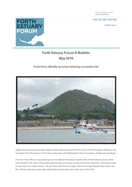Forth Estuary Forum E-Bulletin May 2016