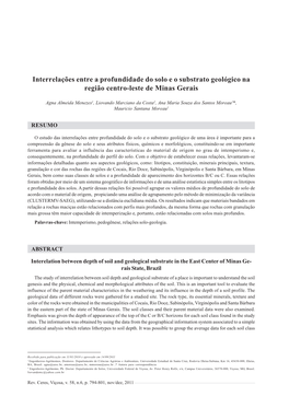 Interrelações Entre a Profundidade Do Solo E O Substrato Geológico Na Região Centro-Leste De Minas Gerais