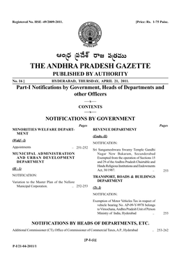 THE ANDHRA PRADESH GAZETTE PUBLISHED by AUTHORITY No