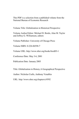 Globalization in History.A Geographical Perspective