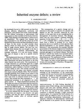 Inherited Enzyme Defects: a Review