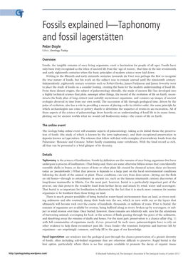 Fossils Explained I—Taphonomy and Fossil Lagerstätten Peter Doyle Editor, Geology Today