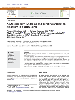 Acute Coronary Syndrome and Cerebral Arterial Gas Embolism in a Scuba Diver