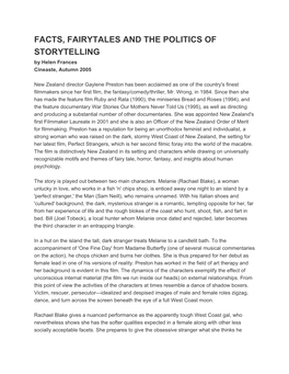 FACTS, FAIRYTALES and the POLITICS of STORYTELLING by Helen Frances Cineaste, Autumn 2005