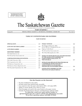 Sask Gazette, Part I, Mar 14, 1997