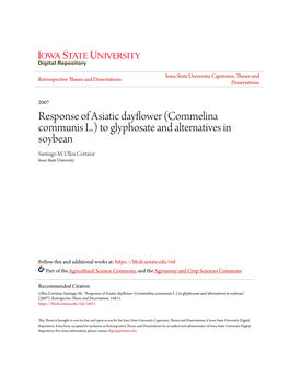 Response of Asiatic Dayflower (Commelina Communis L.) to Glyphosate and Alternatives in Soybean Santiago M