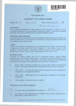 University of London Thesis