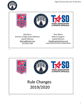 Rule Changes 2019/2020