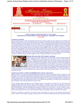 Page 1 of 10 Jainism Ahimsa News Religious Non-Violence Celebrities