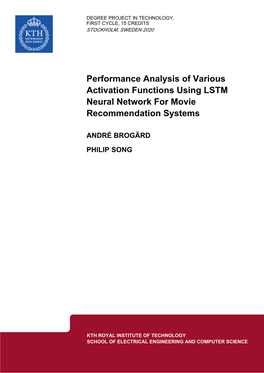 Performance Analysis of Various Activation Functions Using LSTM Neural Network for Movie Recommendation Systems