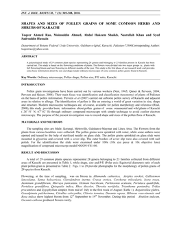 Some Common Pollen Flora of Karachi