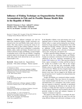 Influence of Fishing Technique on Organochlorine Pesticide