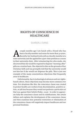 Rights of Conscience in Healthcare