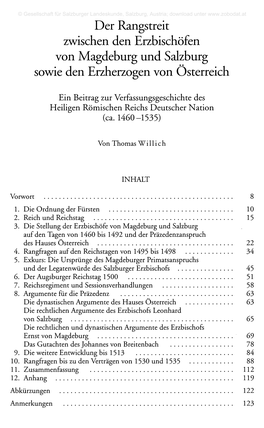 Der Rangstreit Zwischen Den Erzbischöfen Von Magdeburg Und Salzburg Sowie Den Erzherzogen Von Österreich