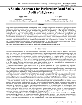 A Spatial Approach for Performing Road Safety Audit of Highways (IJSTE/ Volume 3 / Issue 09 / 101)