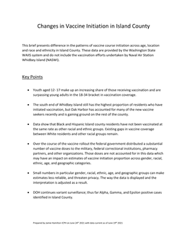 Changes in Vaccine Initiation in Island County