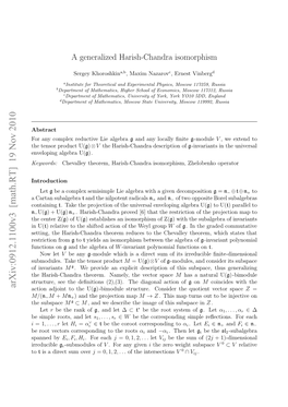 A Generalized Harish-Chandra Isomorphism