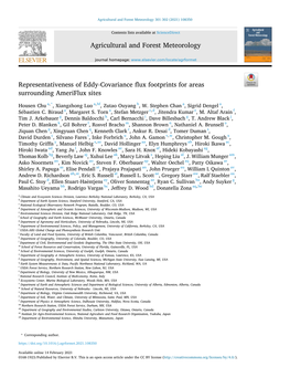 Representativeness of Eddy-Covariance Flux Footprints for Areas Surrounding Ameriflux Sites