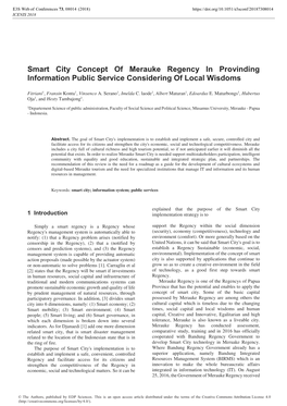 Smart City Concept of Merauke Regency in Provinding Information Public Service Considering of Local Wisdoms