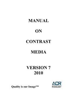 Manual on Contrast Media Version 7 2010