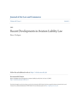 Recent Developments in Aviation Liability Law Blanca I