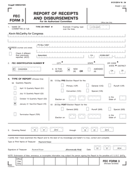 Report of Receipts and Disbursements