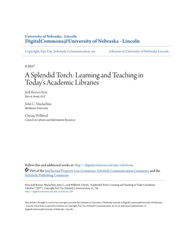 Learning and Teaching in Today's Academic Libraries