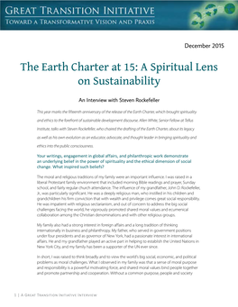 The Earth Charter at 15: a Spiritual Lens on Sustainability