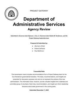 Department of Administrative Services Agency Review