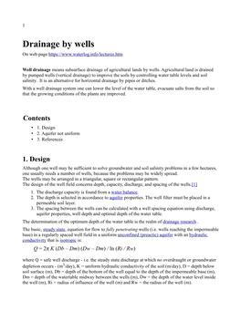 Drainage by Wells on Web Page