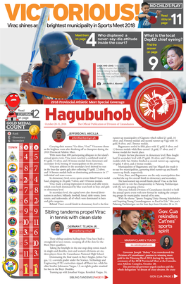 Hagubuhob GOLD MEDAL October 28-31, 2018 the Official Publication of Division of Catanduanes COUNT R -Rank JEFFERSON S