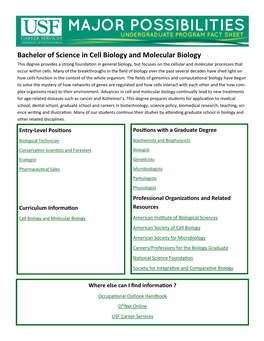 Bachelor of Science in Cell Biology and Molecular Biology