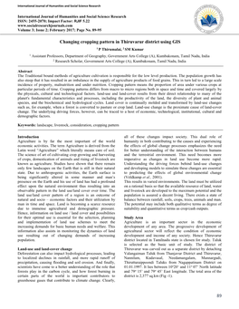 89 Changing Cropping Pattern in Thiruvarur District Using