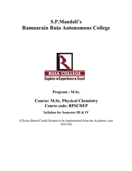 Msc Physical Chemistry