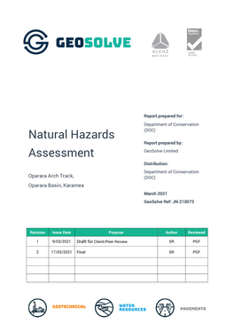 Ōpārara Arch Track Natural Hazards Assessment