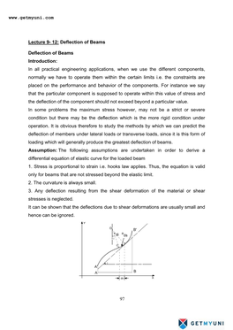 97 Lecture 9- 12: Deflection of Beams Deflection of Beams Introduction