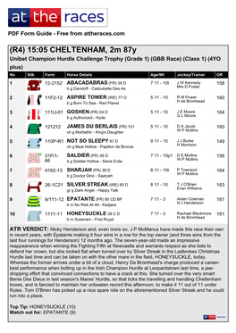 At the Races PDF FORM GUIDE