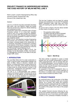 Project Finance in Underground Works. the Case History of Milan Metro, Line 5