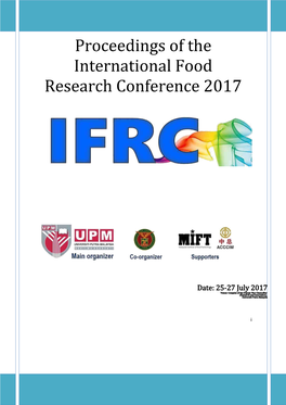 Proceedings of the International Food Research Conference 2017