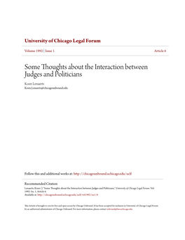 Some Thoughts About the Interaction Between Judges and Politicians Koen Lenaerts Koen.Lenaerts@Chicagounbound.Edu