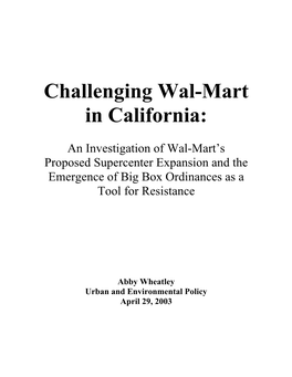 Challenging Wal-Mart in California