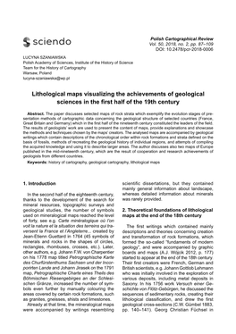 Lithological Maps Visualizing the Achievements of Geological Sciences in the First Half of the 19Th Century