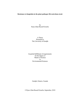 Resistance to Fungicides in the Plant Pathogen Microdochium Nivale By