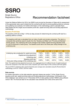 SSRO Recommendation Factsheet 2020