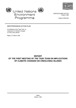 Report of the First Meeting of the Task Team on Implications of Climatic Changes on Cres/Losinj Islands