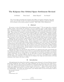 The Kalpana One Orbital Space Settlement Revised