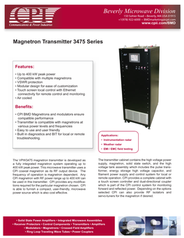 Magnetron Transmitters: 3475 Series